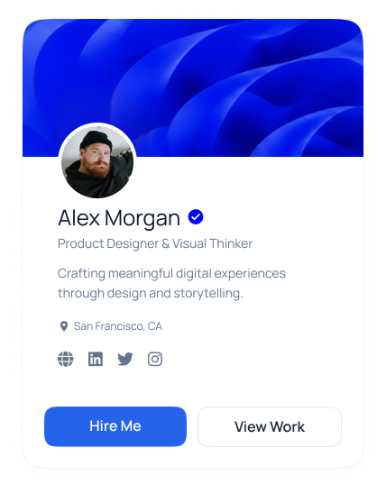Alex Morgan — Product Designer profile card
